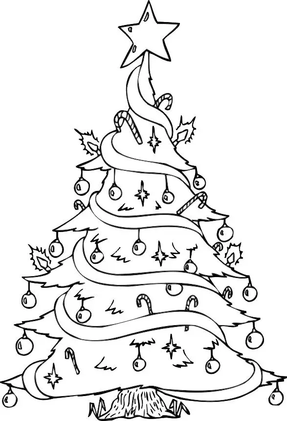 Árvores de Natal para colorir em - 7 passos