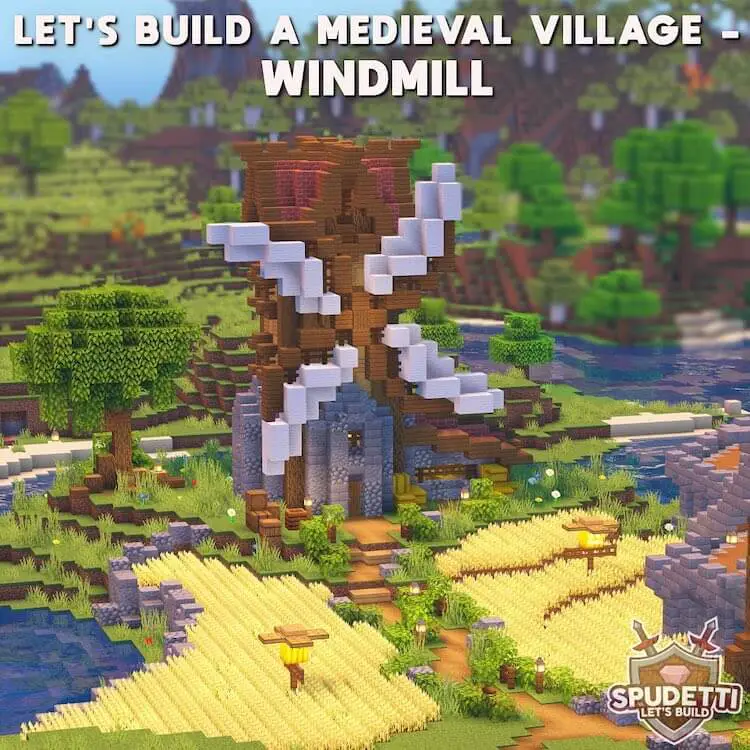 Minecraft PE: COMO CONSTRUIR UM MOINHO DE VENTO MEDIEVAL 